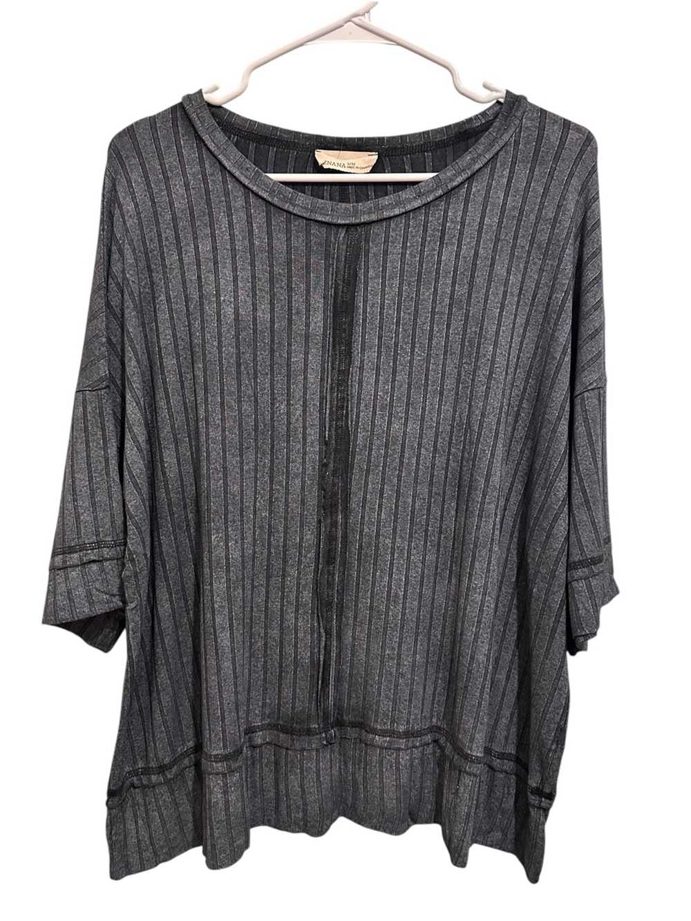 Zenana Outfitters Gray Oversized Ribbed Short-Sleeve Top